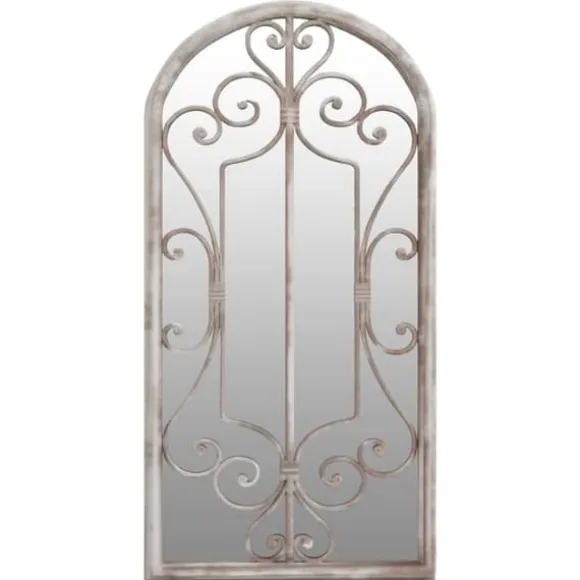 Trädgårdsspegel sandfärgad 70x30 cm järn för utomhusbruk