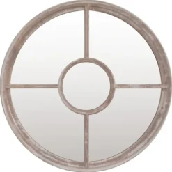 Trädgårdsspegel sandfärgad 40x4 cm rund järn för utomhusbruk