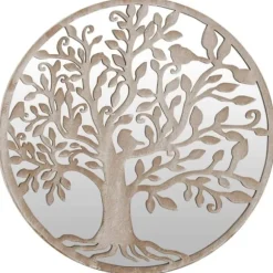 Trädgårdsspegel sandfärgad 40x2,5 cm rund järn för utomhusbruk