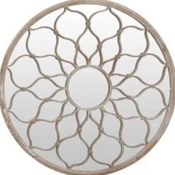 Trädgårdsspegel sandfärgad 40x3 cm rund järn för utomhusbruk