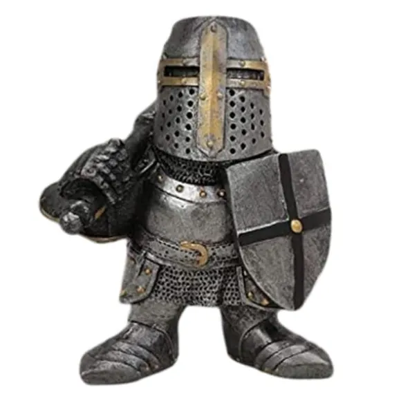 Trädgårdsstaty Riddare Dvärgvakt Rustning Miniatyrriddare Skulptur för Hem Trädgårdsdekor