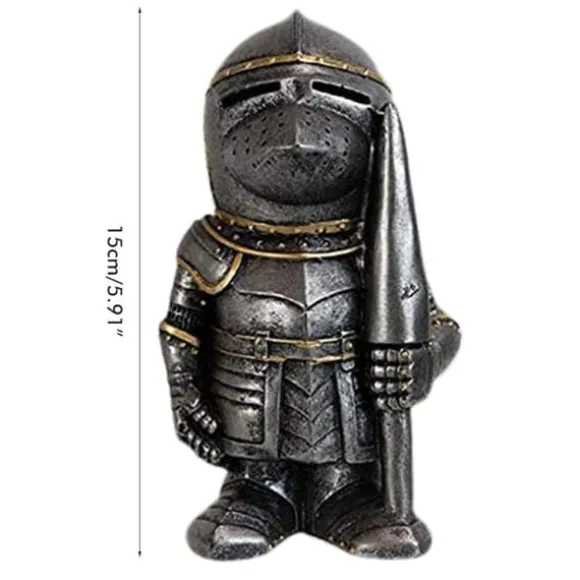 Trädgårdsstaty Riddare Dvärgvakt Rustning Miniatyrriddare Skulptur för Hem Trädgårdsdekor
