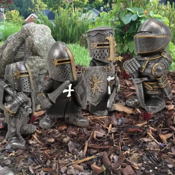 Trädgårdsstaty Riddare Dvärgvakt Rustning Miniatyrriddare Skulptur för Hem Trädgårdsdekor