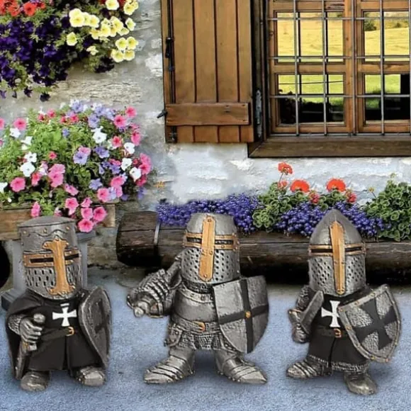 Trädgårdsstaty Riddare Dvärgvakt Rustning Miniatyrriddare Skulptur för Hem Trädgårdsdekor