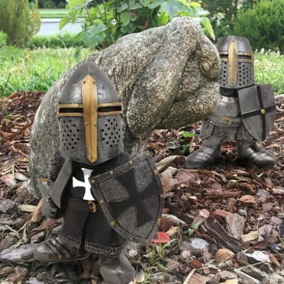 Trädgårdsstaty Riddare Dvärgvakt Rustning Miniatyrriddare Skulptur för Hem Trädgårdsdekor