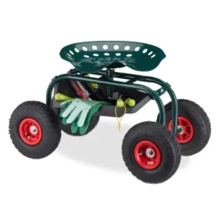 Trädgårdsstol med förvaring, 45-54x42x81 cm, Grön