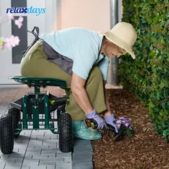 Trädgårdsstol med förvaring, 45-54x42x81 cm, Grön