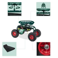 Trädgårdsstol med förvaring, 45-54x42x81 cm, Grön