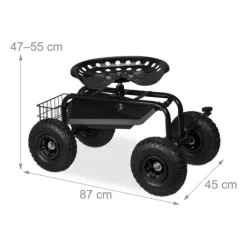 Trädgårdsstol med verktygsförvaring, 47-55x45x87 cm