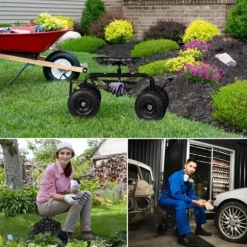 Trädgårdsstol med verktygsförvaring, 47-55x45x87 cm