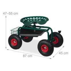 Trädgårdsstol med verktygsförvaring, 47-55x45x87 cm