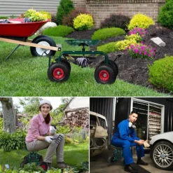 Trädgårdsstol med verktygsförvaring, 47-55x45x87 cm