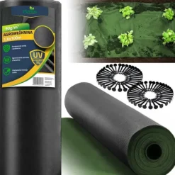 Trädgårdstextil 1,6 m x 100 m 90 g/m2 + 100 Plonos-nålar - svart och grön