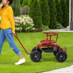 Trädgårdsvagn, 90×61×60 cm, Svart & Röd