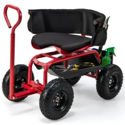 Trädgårdsvagn, 90×61×60 cm, Svart & Röd