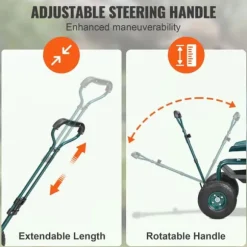 Trädgårdsvagn med hjul, rullande sittplats, 360° vridbar, verktygsbricka för trädgård och utomhus, grön.