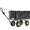 Trädgårdsvagn, Pulverlackerat metallmaterial, 450 kg kapacitet, Mått 96x51x72 cm, Mönstrade hjul för stabilitet, Nätväggar med PVC-presenning