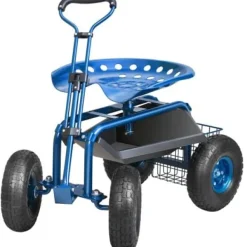Trädgårdsvagn rullande arbetsstol, 76x45x96 cm, blå, stål