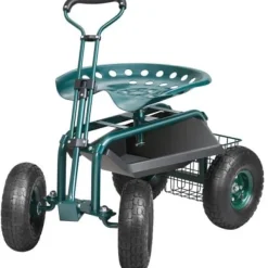 Trädgårdsvagn rullande arbetsstol, 76x45x96 cm, grön, stålkonstruktion