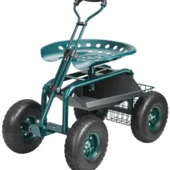 Trädgårdsvagn rullande arbetsstol, 76x45x96 cm, grön, stålkonstruktion