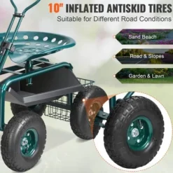 Trädgårdsvagn rullande arbetsstol, 76x45x96 cm, grön, stålkonstruktion