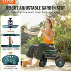 Trädgårdsvagn rullande arbetsstol, 76x45x96 cm, grön, stålkonstruktion