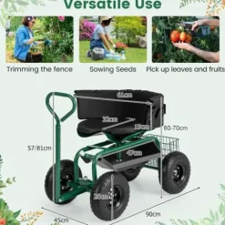 Trädgårdsvagn Scooter, 35,5x24x23,5-27cm, Röd, Svart