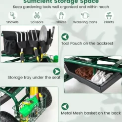 Trädgårdsvagn Scooter, 35,5x24x23,5-27cm, Röd, Svart