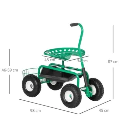 Trädgårdsvagn, 81x44,5x46-59 cm, Grön