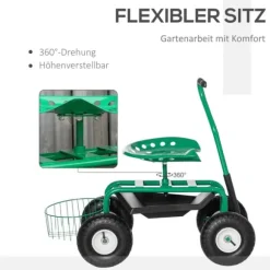 Trädgårdsvagn, 81x44,5x46-59 cm, Grön