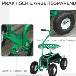 Trädgårdsvagn, 81x44,5x46-59 cm, Grön