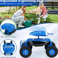 Trädgårdsvagn, 81x44,5x45-54 cm, Grön/Röd