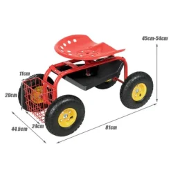 Trädgårdsvagn, 81x44.5x45-54 cm, Röd