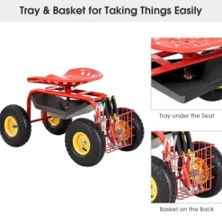 Trädgårdsvagn, 81x44.5x45-54 cm, Röd