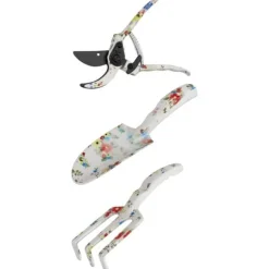 Trädgårdsverktyg set 3 delar: planteringsspade, handkratta, sekatör, metall flerfärgad