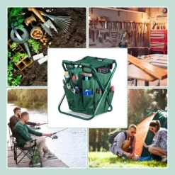 Trädgårdsverktygsstol, Fällbar, 42x30x39 cm, Grön