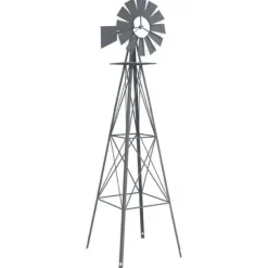 Trädgårdsvindkraftverk - vidaXL - Grå - Järn - 84x68x245 cm - Rostbeständig - Vädertålig