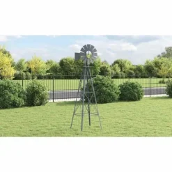 Trädgårdsvindkraftverk - vidaXL - Grå - Järn - 84x68x245 cm - Rostbeständig - Vädertålig