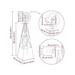 Trädgårdsvindkraftverk - vidaXL - Grå - Järn - 84x68x245 cm - Rostbeständig - Vädertålig