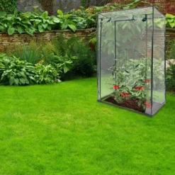 Trädgårdsväxthus - Relaxdays - TOMMY - 100 x 50 x 150 cm - Regn- och vindskydd - Transparent överdrag