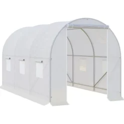 Trädgårdsväxthus - Utomhusmodell - 3,5 x 2 x 2 m - 6 nätfönster - Vit