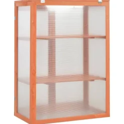 Trädgårdsväxthus i trä med 2 hyllor | Storlek: 75x47x109 cm | Färg: Natural Wood