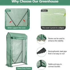 Trädgårdsväxthus, 100x50x170 cm, Grön