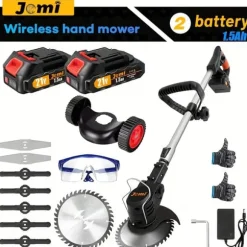Trådlös Handgräsklippare, 20 000 RPM Motor, 3 Klippverktyg,2x batteri