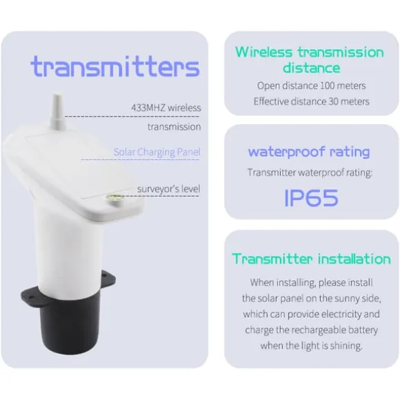 Trådlös vattensensor med larm - mäter vattennivå