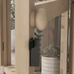 Trädrivbänk 2-stegs med dubbeldörr & takfönster, vindskydd, 103x61x103 cm, natur