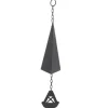 Triangulära Wind Chimes Courtyard Bell Pendel Heminredning Iron Black med hängande ring för trädgård