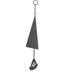 Triangulära Wind Chimes Courtyard Bell Pendel Heminredning Iron Black med hängande ring för trädgård