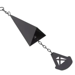 Triangulära Wind Chimes Courtyard Bell Pendel Heminredning Iron Black med hängande ring för trädgård