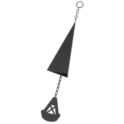 Triangulära Wind Chimes Courtyard Bell Pendel Heminredning Iron Black med hängande ring för trädgård